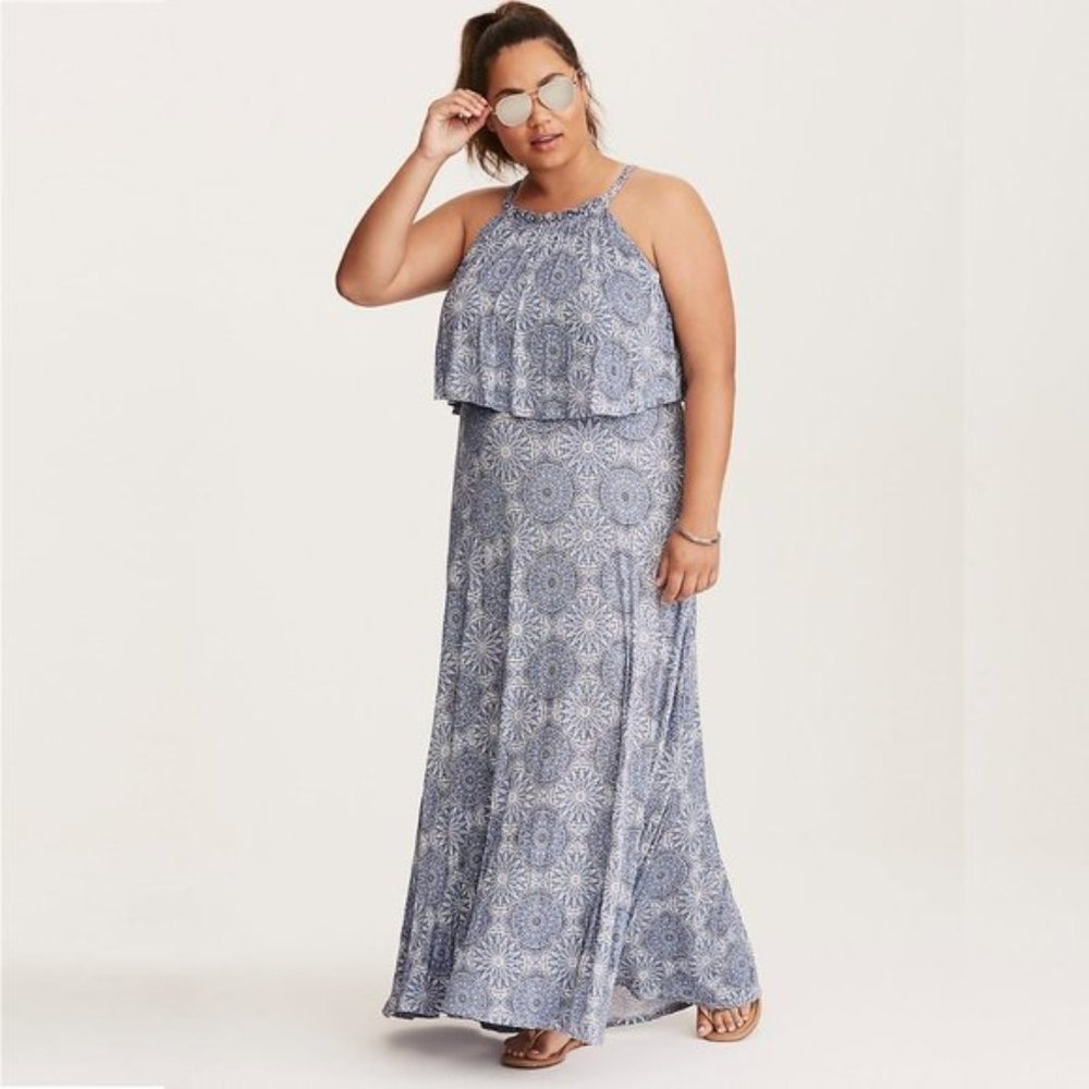 Torrid Medallion High Neck Jersey Maxi Dress #4642